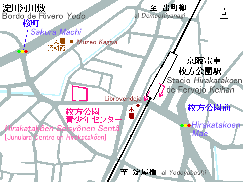 Mapo de Junulara Centro en Hirakatakoen